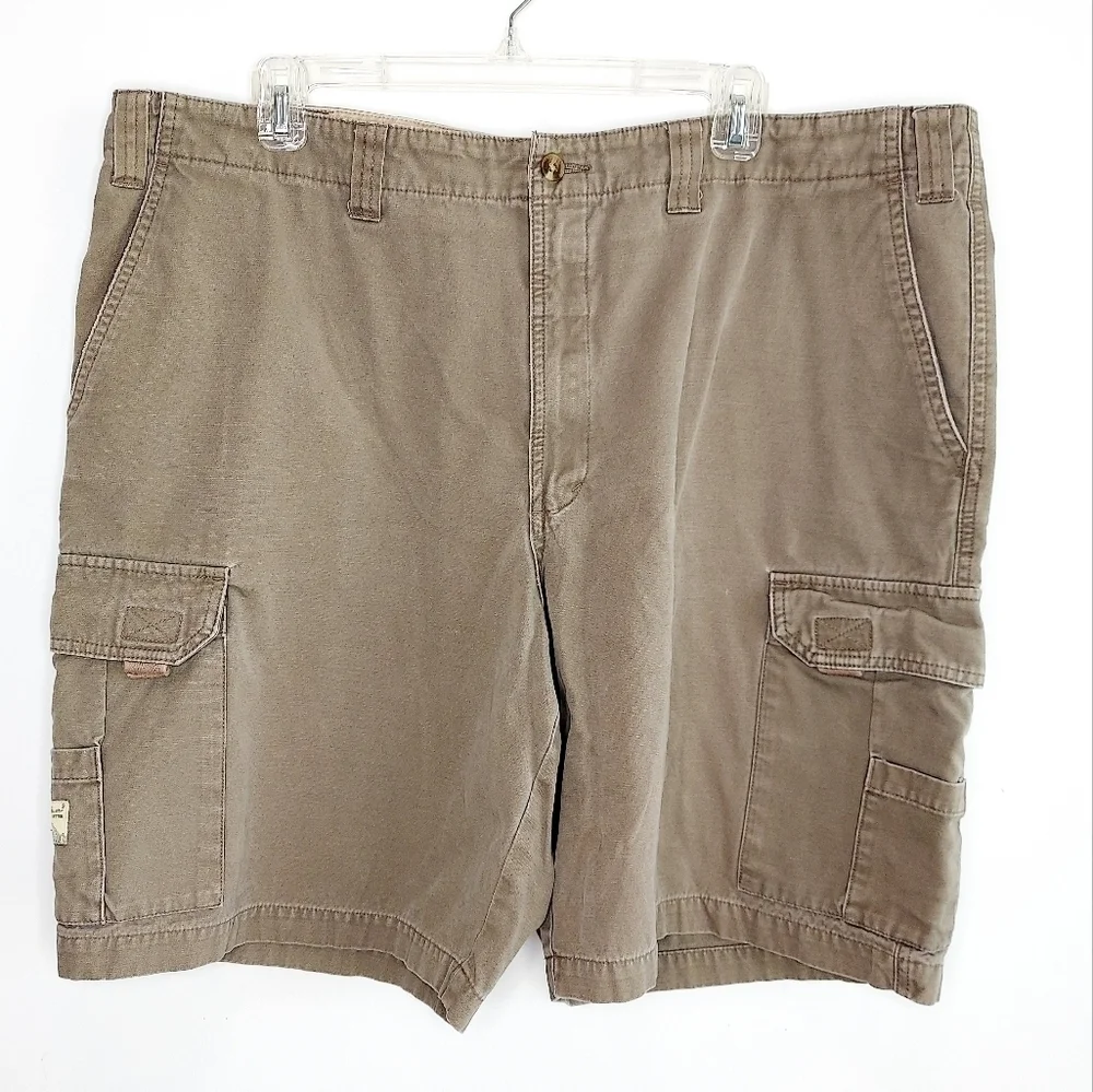 Eddie Bauer Mens Cargo Shorts SZ 40 Gray Brown Flat Front Casual Outdoor Cotton